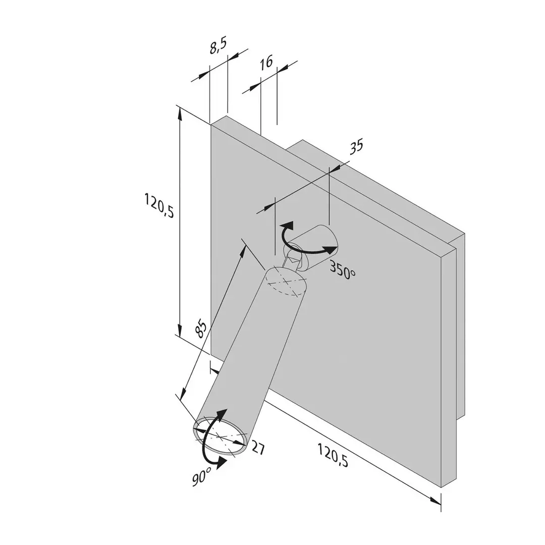 Hera Leseleuchte BL1-LED, Ein-/Anbau, edelstahl