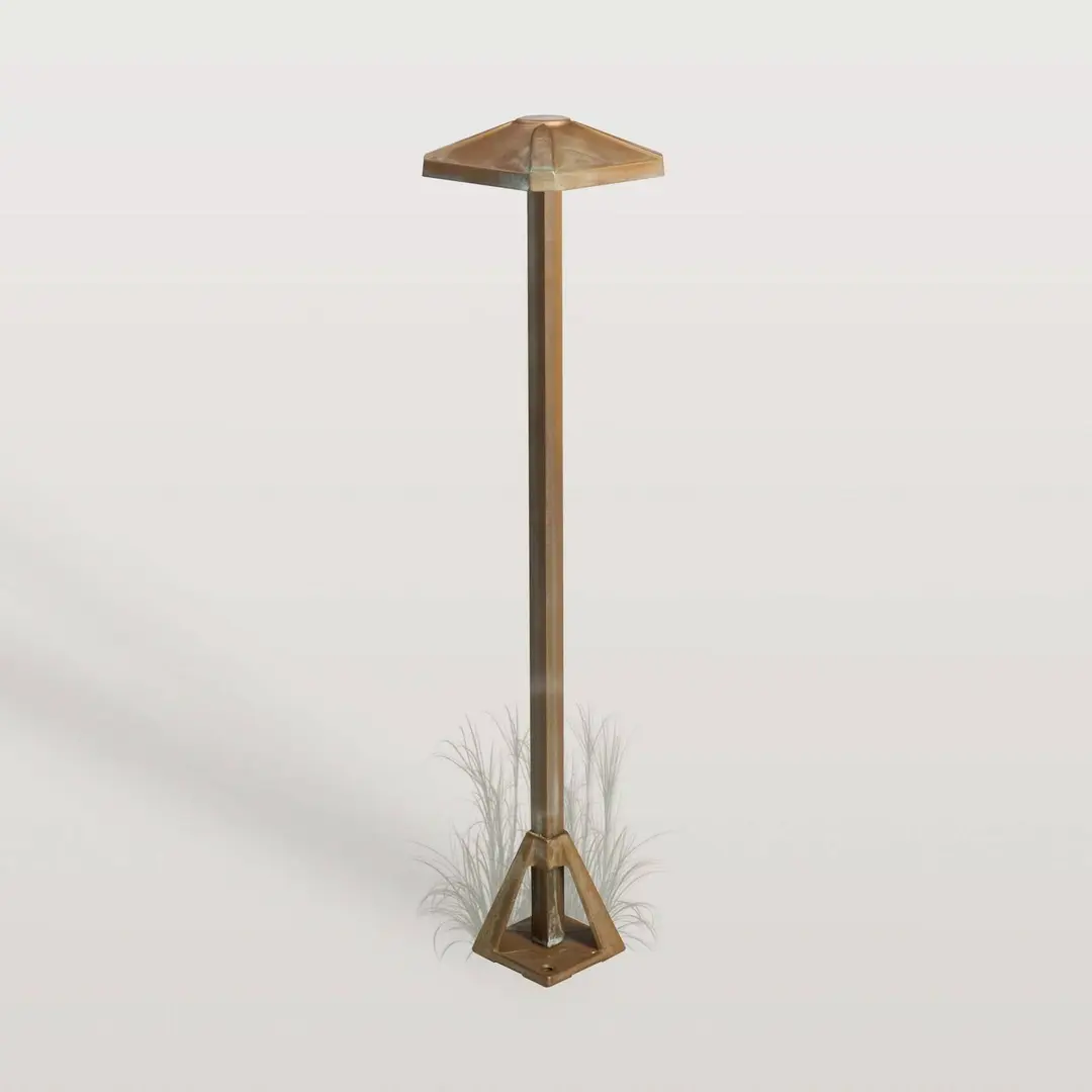 Moretti Luce LED-Sockelleuchte Aura Frame, Höhe 50 cm, messing antik