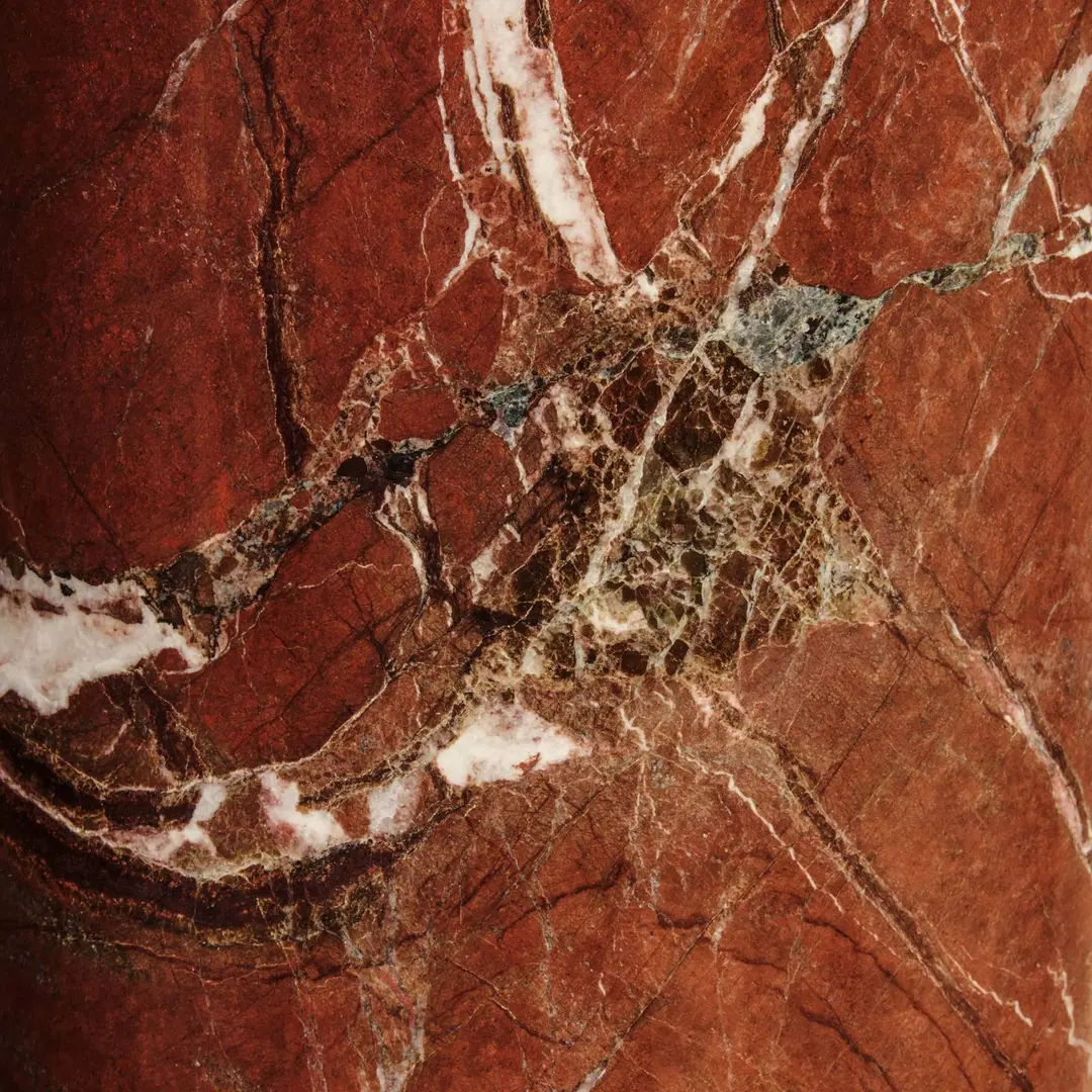 GUBI Stehleuchte Gravity, Canvas creme, Marmor rot, 168 cm