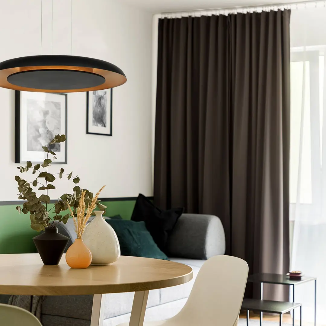 Steinhauer LED-Hängeleuchte Golden Veil, schwarz/gold, dimmbar, Metall