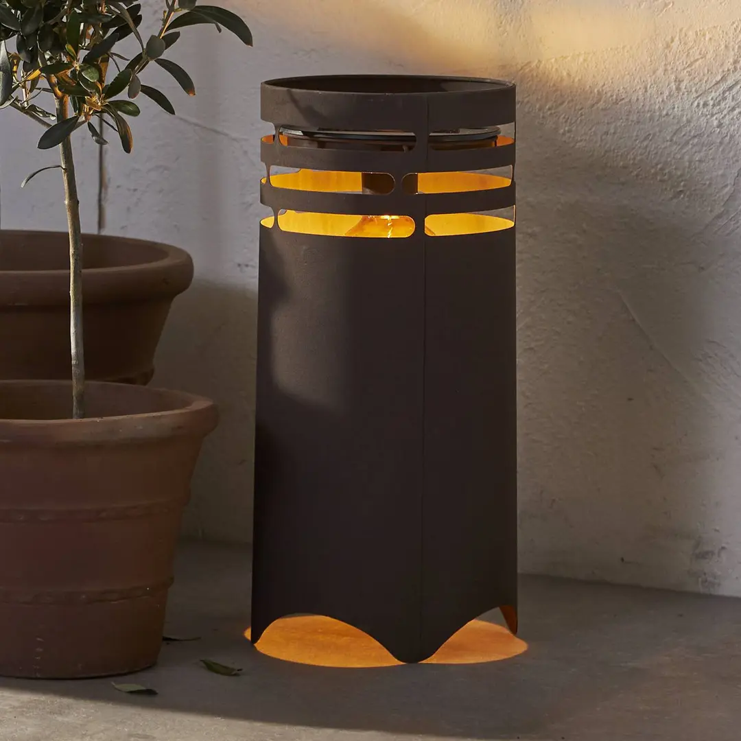 STAR TRADING LED-Solarleuchte Marron, Höhe 40 cm, braun, Metall, USB-C