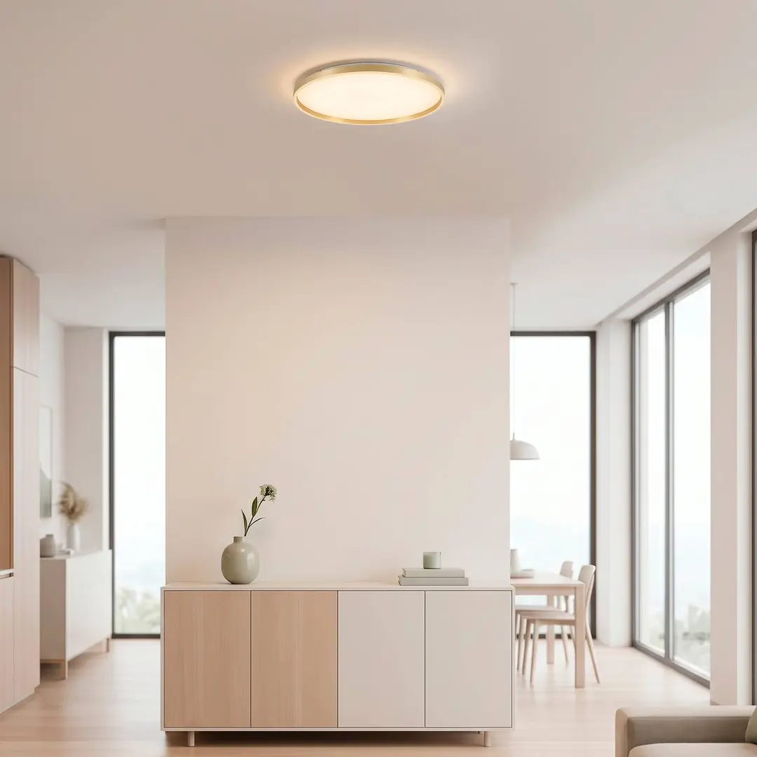 JUST LIGHT. GmbH LED-Deckenlampe Madlen, goldfarben, Ø 60 cm, Alu, 3000K, dim