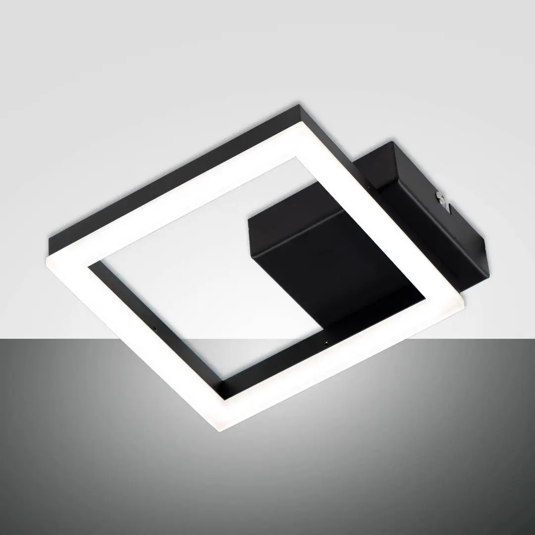 Fabas Luce LED-Wandleuchte Bard, schwarz, 17 x 17 cm, Metall, dimmbar