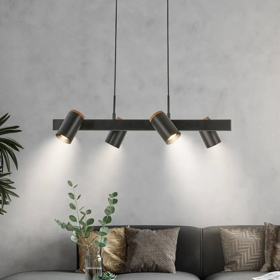 Briloner Hängeleuchte Duta, Länge 120 cm, schwarz matt, Metall 4-flg.