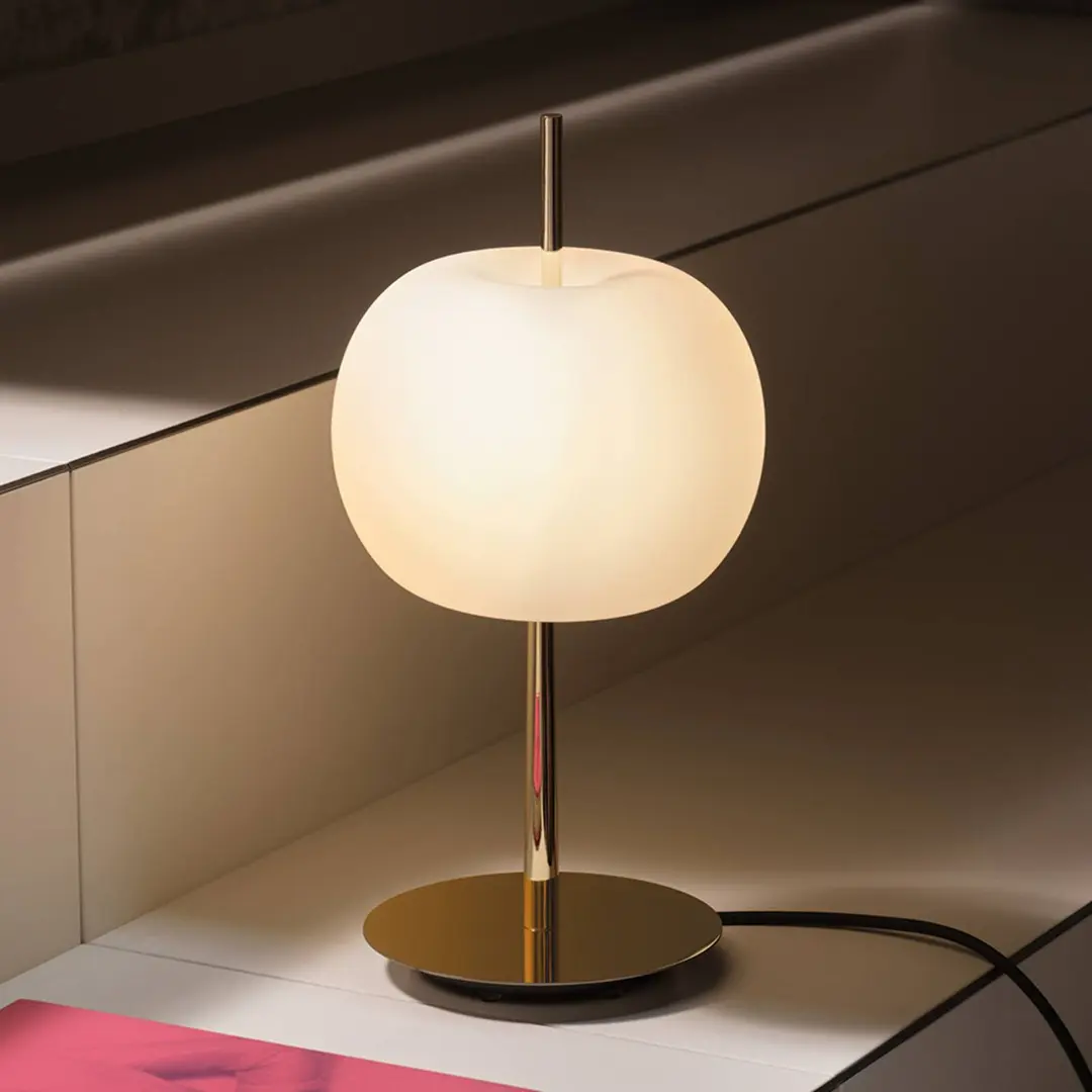 kdln LED-Tischleuchte KUSHI, messing, Höhe 32 cm, Dimmer CCT