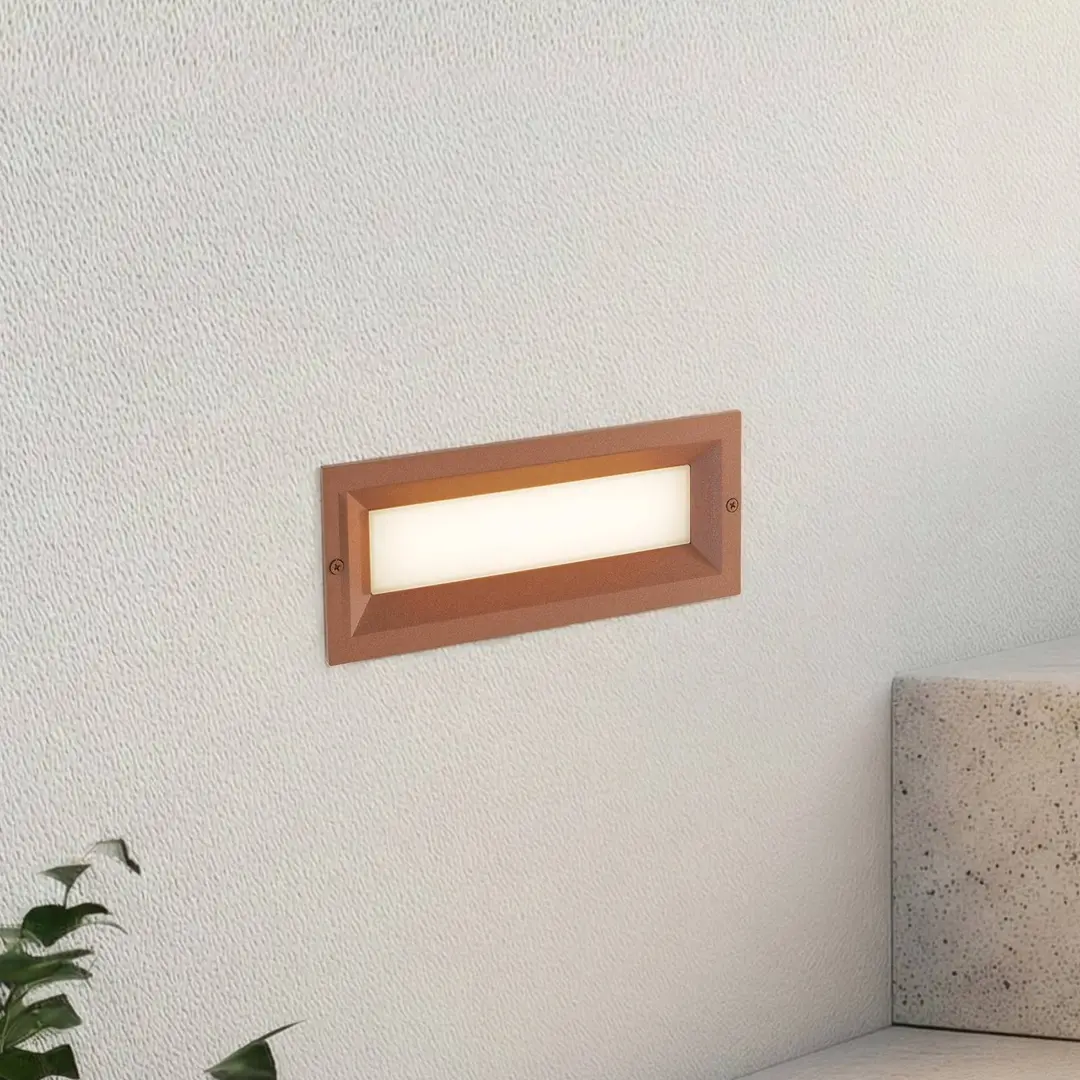 Lucande LED-Wandeinbauleuchte Lachlain, rost, 25 cm, IP65