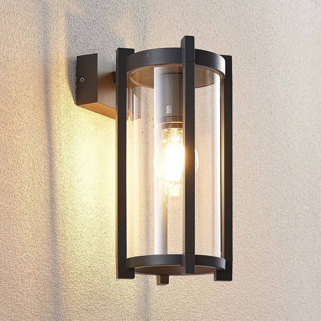 Lucande Außenwandleuchte Brienne, 30 cm, anthrazit, Metall – anthrazit