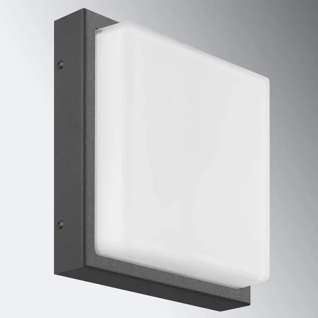 LCD Außenwandlampe Ernest, graphit, 25 x 25 cm, E27, Edelstahl
