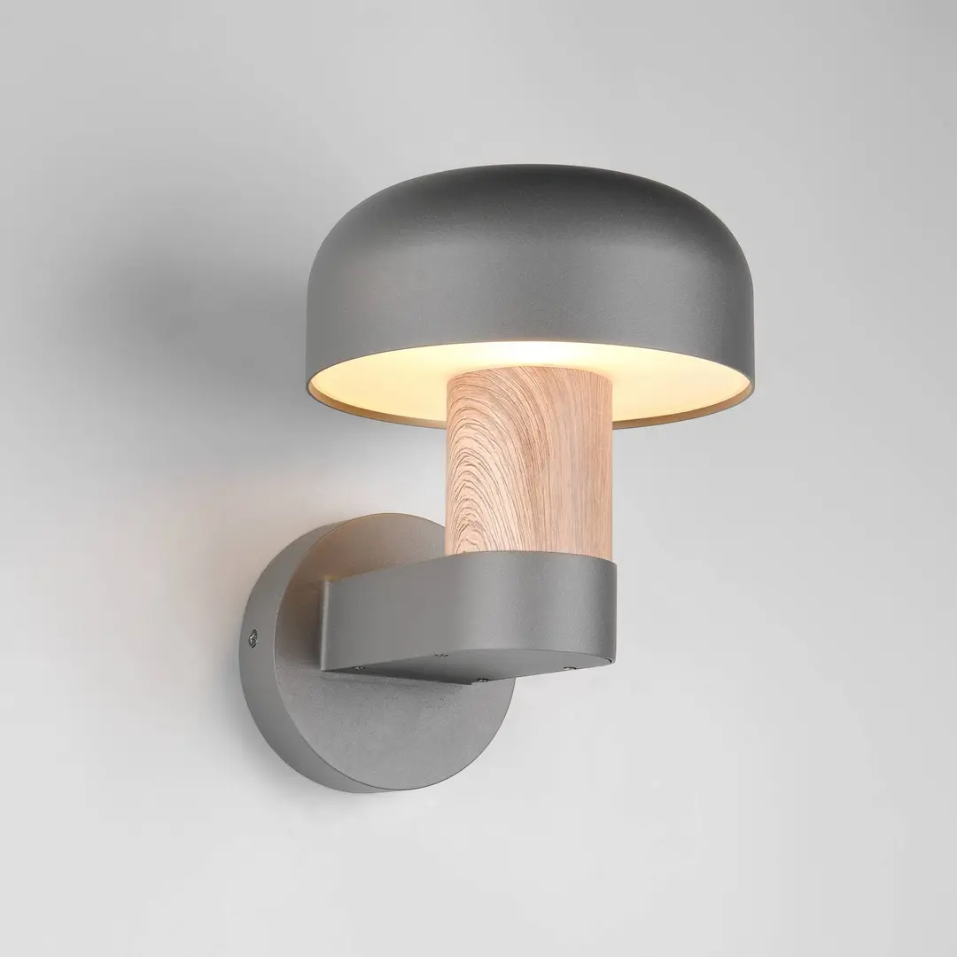 Trio Lighting Außenwandleuchte Fraser, grau/Holzoptik, Alu, IP54, E27