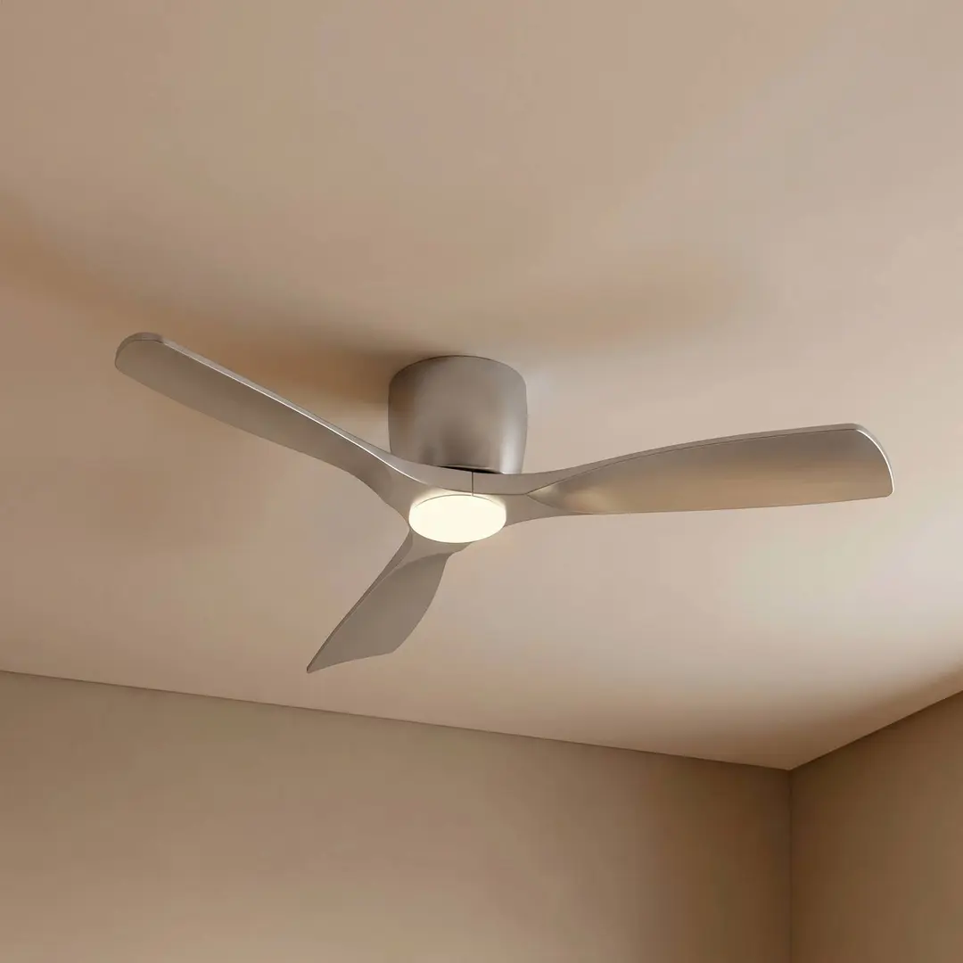 Lucande Smart LED-Deckenventilator Moneno, silber, DC, Tuya