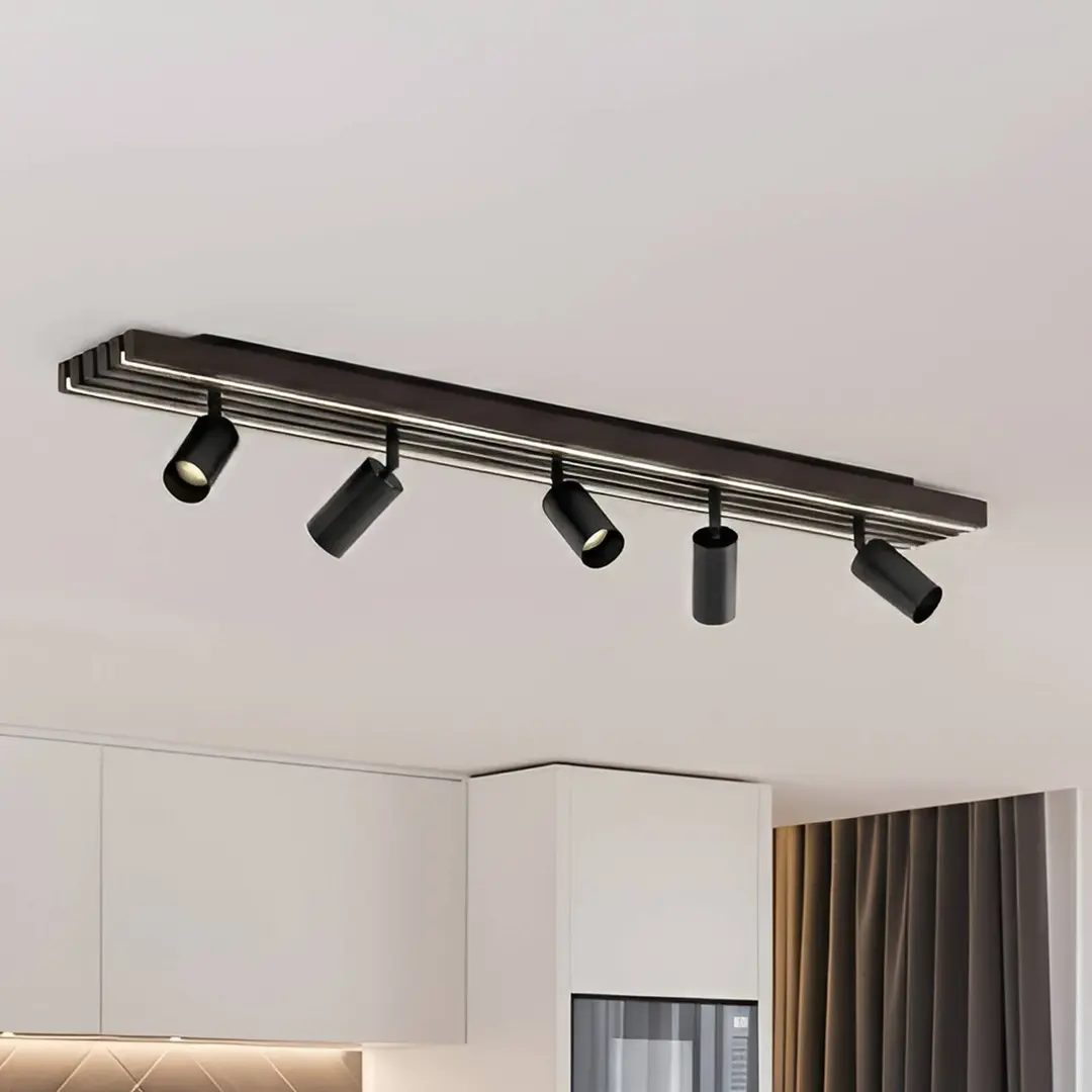 Lucande LED-Deckenstrahler Tiron, 5-flg., 100 cm, Eiche