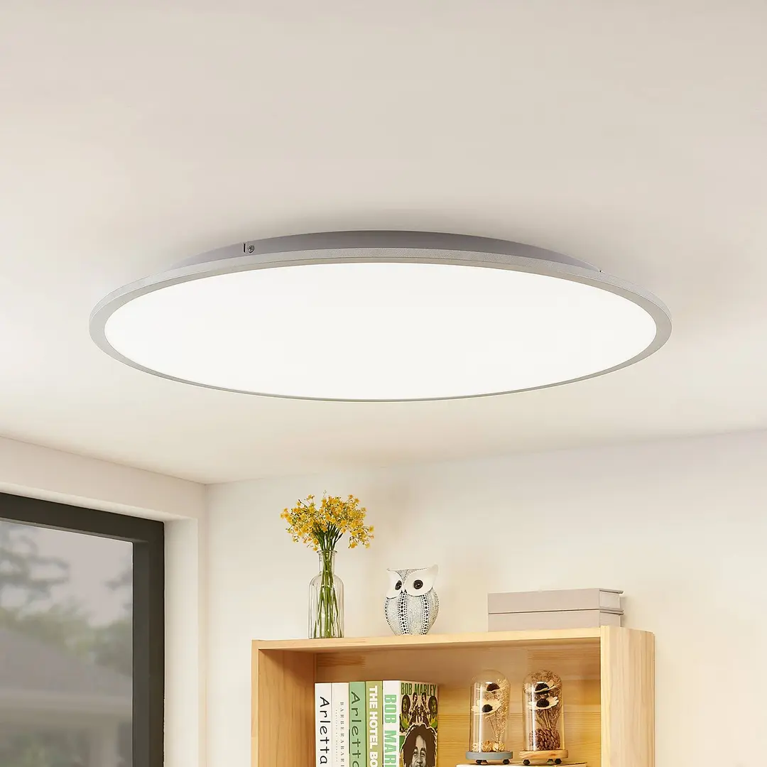 Lindby LED-Deckenlampe Narima, 4.000 K, Ø 80 cm, silber