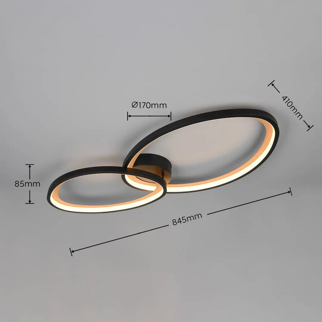 Trio Lighting LED-Deckenlampe Sivo, Länge 84 cm, schwarz matt, Metall, CCT