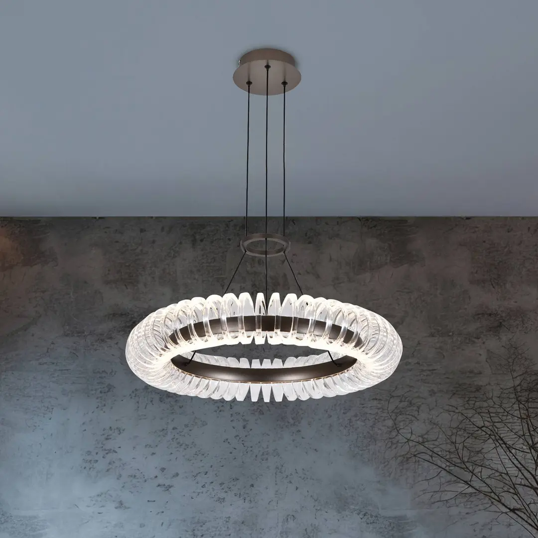 Viokef LED-Hängelampe Alba grau gebürstet/klar Ø 60 cm Metall/Acryl