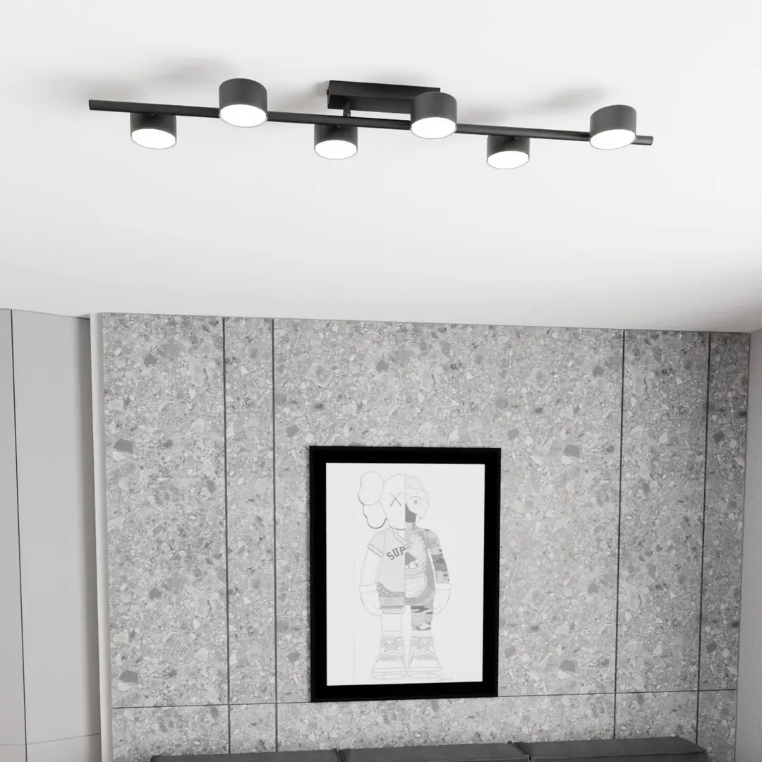 EMIBIG LIGHTING Deckenstrahler Bet, Länge 100 cm, schwarz, Metall, 6-flg.