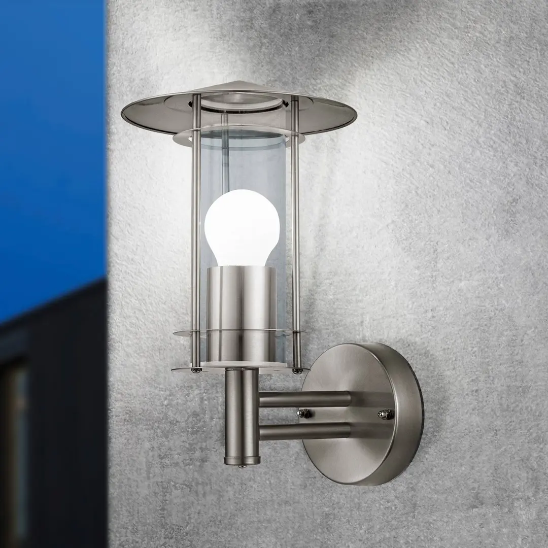EGLO Außenwandlampe Lisio, edelstahlfarben, Höhe 30 cm, Edelstahl