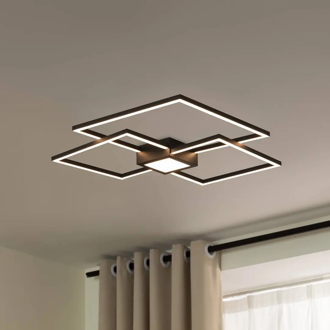 Lindby LED-Deckenlampe Duetto, 65 cm, anthrazit, 38 W, Alu