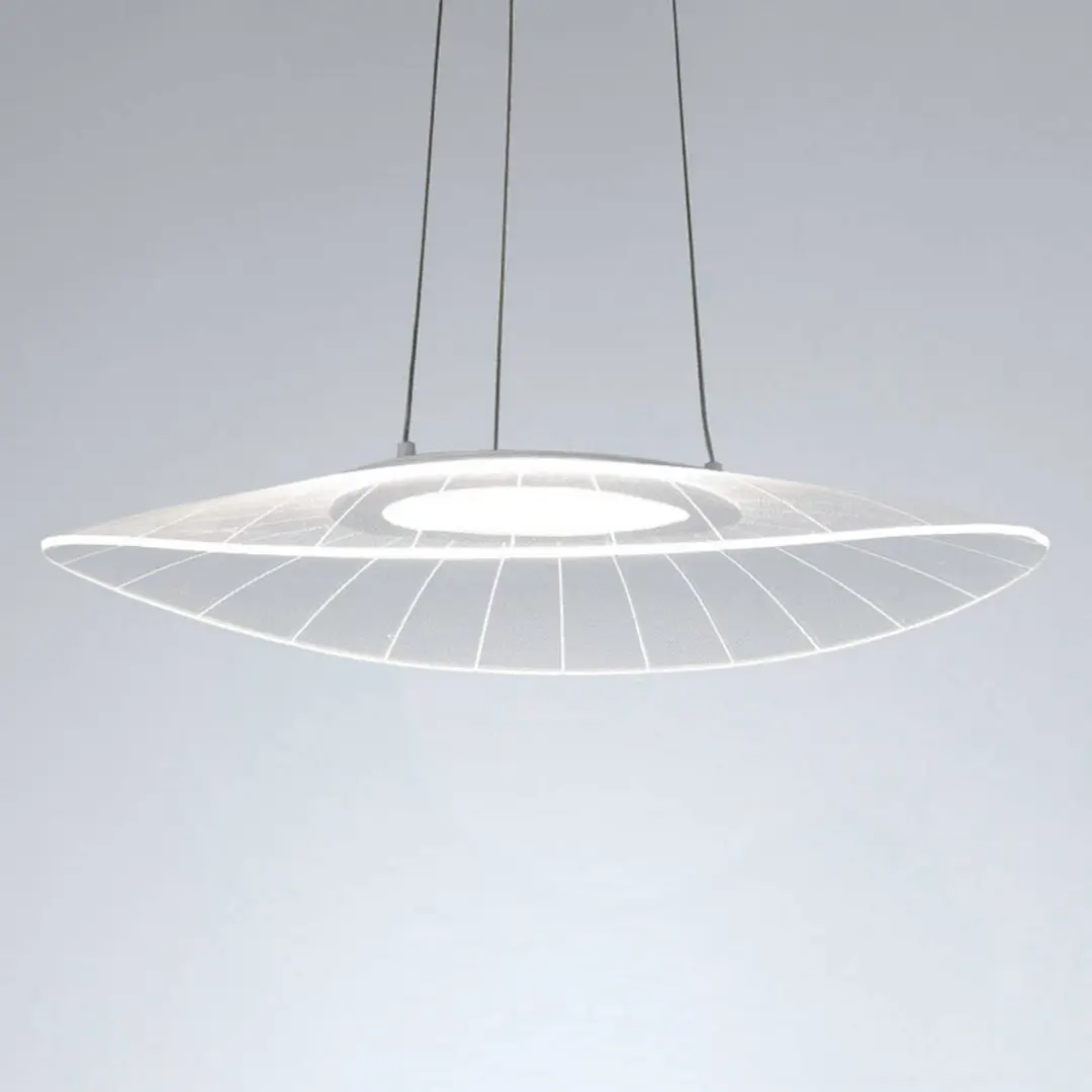 Fabas Luce LED-Hängeleuchte Vela, weiß, oval, 59 cm x 43 cm