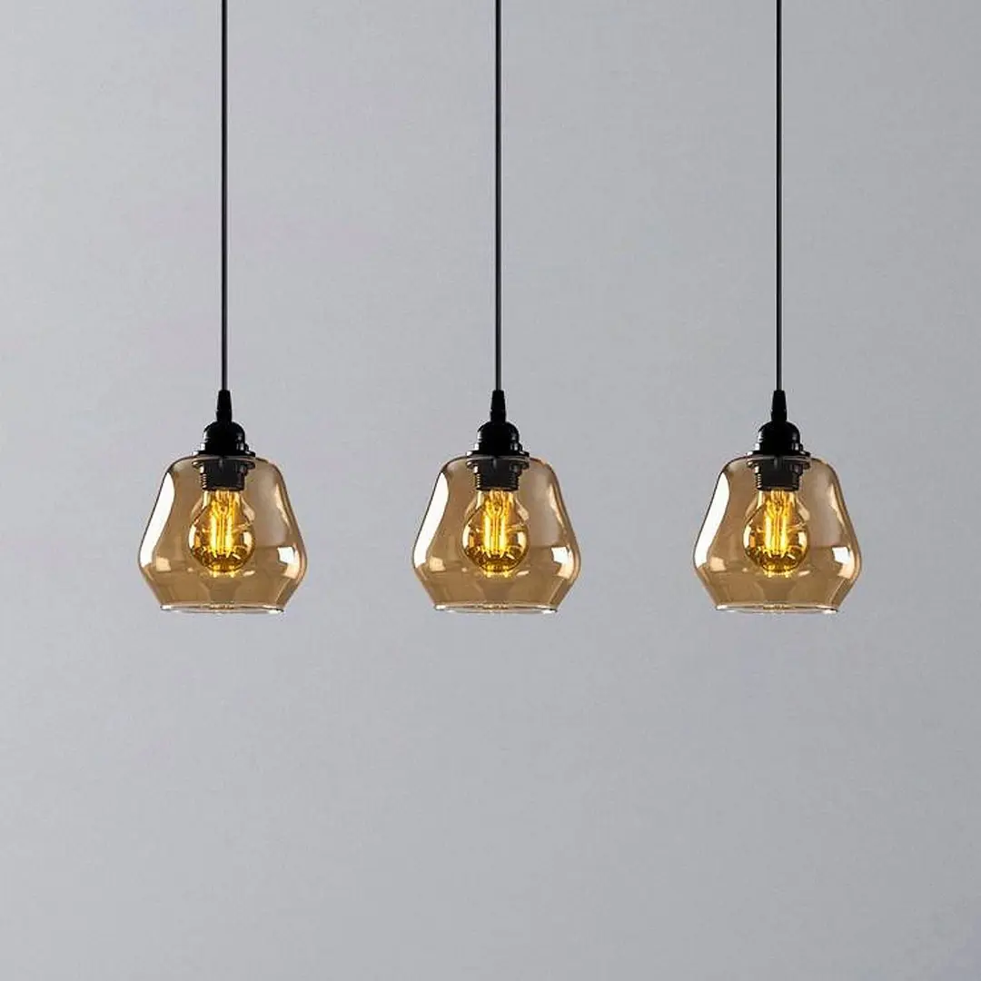 Opviq Hängeleuchte Gold 032, gold-transparent, Glas 3-flammig lang
