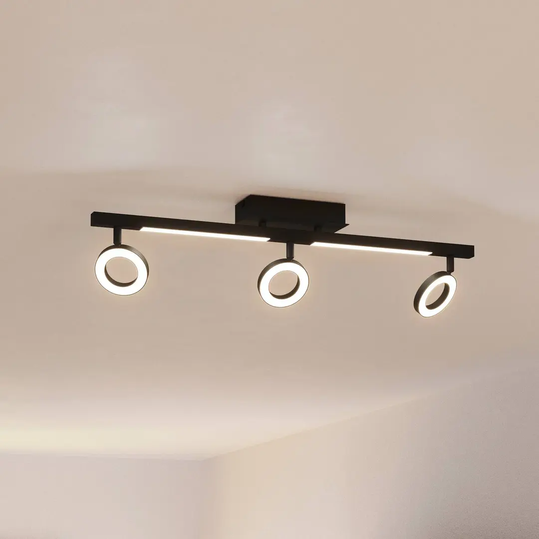 EGLO LED-Deckenspot Cardillio 2 schwarz mit drei Ringen