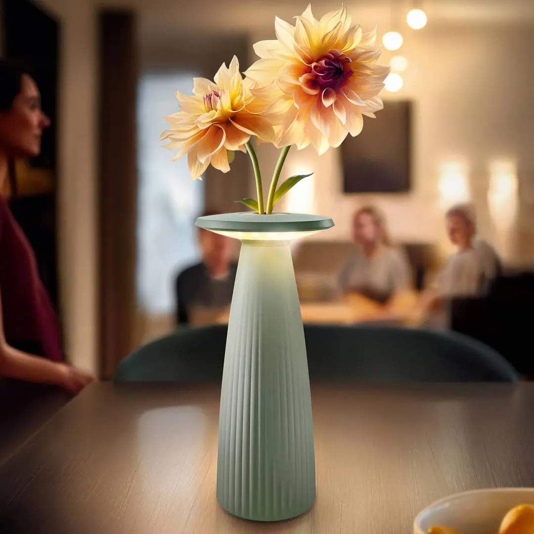 Sigor LED-Akku-Tischlampe Nuflair, grün, IP54, dimmbar, 24 cm