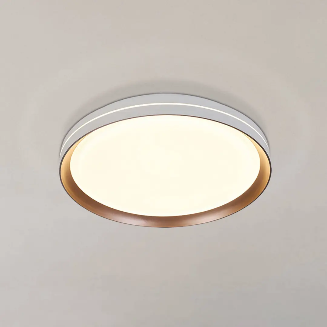 Searchlight LED-Deckenlampe Saucer, weiß/latte, Ø 39 cm, Eisen/Acryl