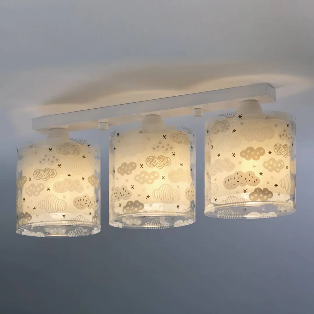 Dalber Deckenlampe Clouds für Kinderzimmer 3-flammig grau