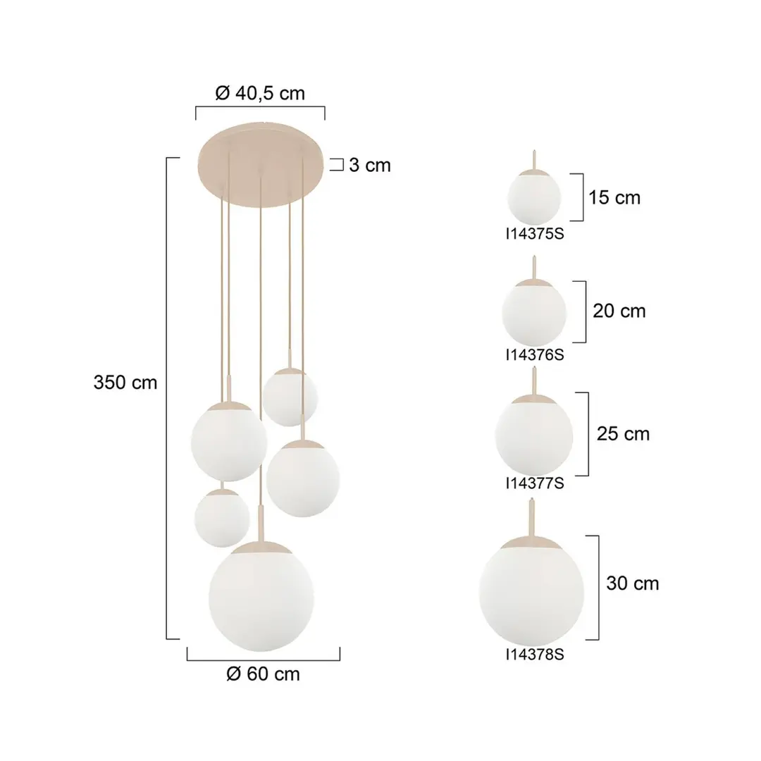Steinhauer Hängeleuchte Bollique, creme/opalweiß, Glas, 5-flammig