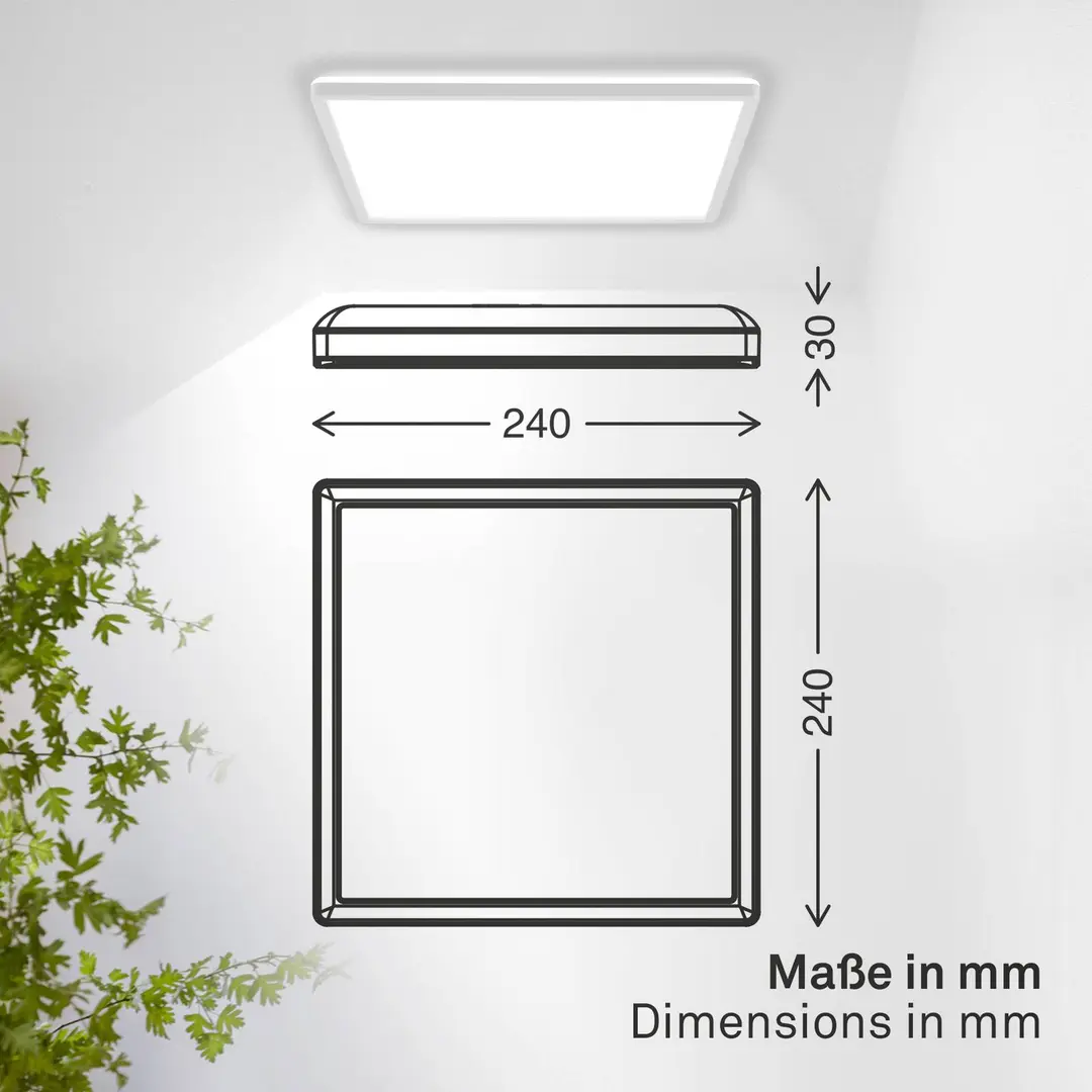B.K. Licht LED-Panel Shallow on/off, 24 x 24 cm, weiß, 840