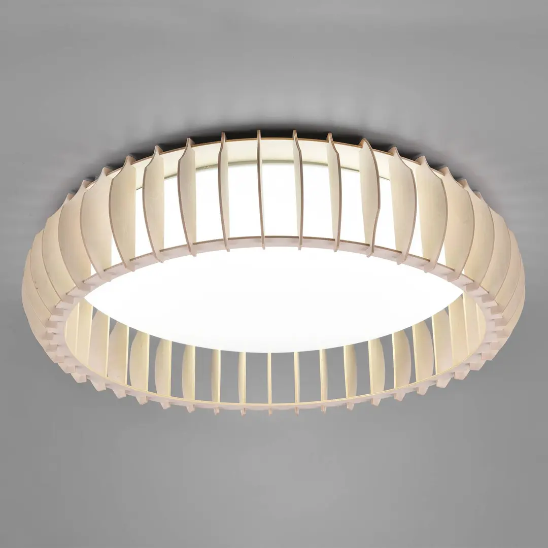 Reality Leuchten LED-Deckenleuchte Monte, CCT, Ø 60 cm, holz hell