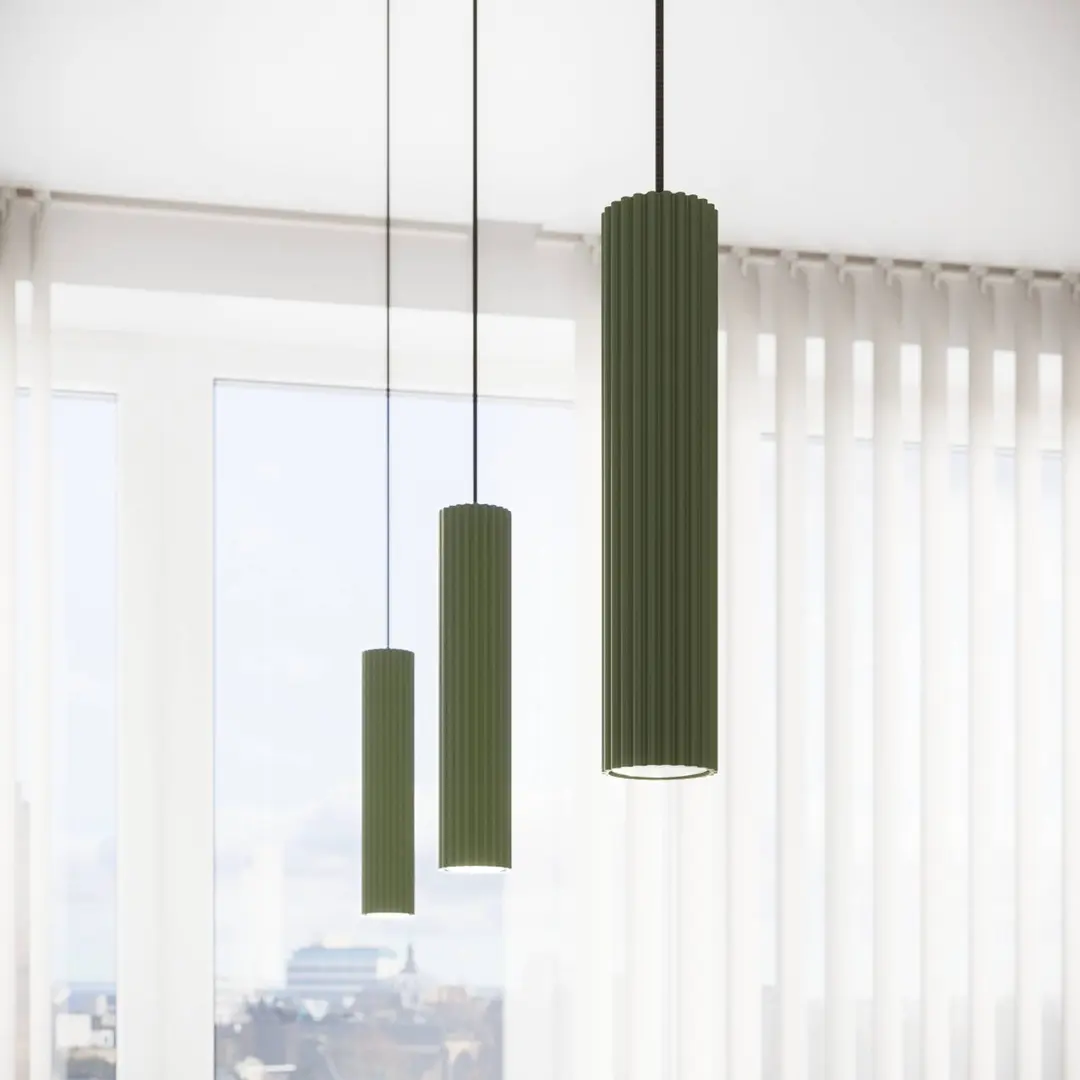 SOLLUX LIGHTING Hängeleuchte ALORA, olivgrün, Ø 8 cm, Metall, GU10
