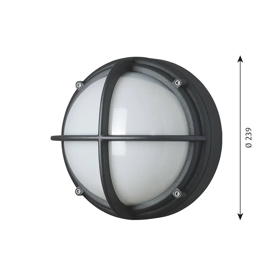 Louis Poulsen Außenwandlampe Skot, graphit/opal, IP66