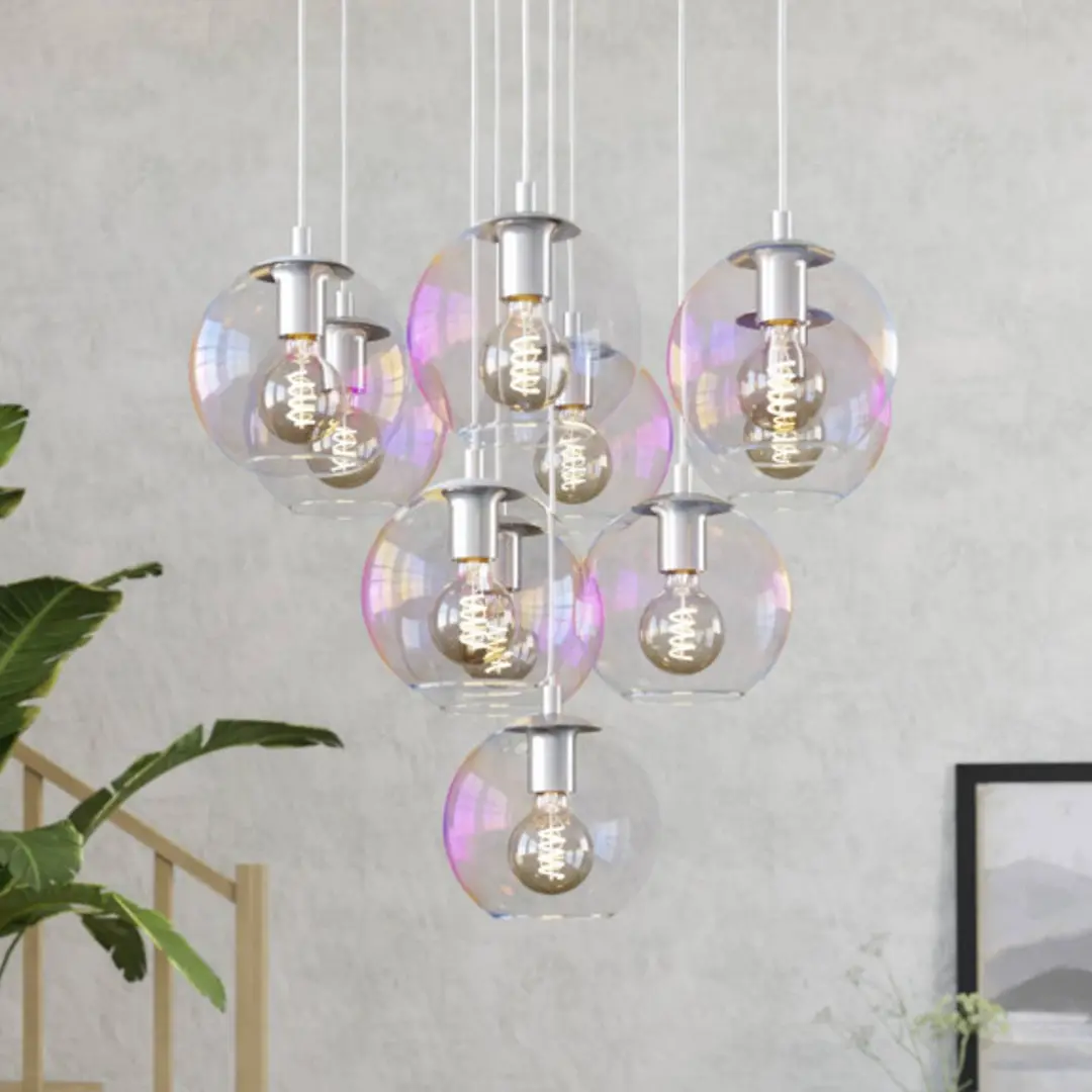 EGLO Hängelampe ARISCANI 2, Ø 65 cm 10-flg. chrom/irisierend