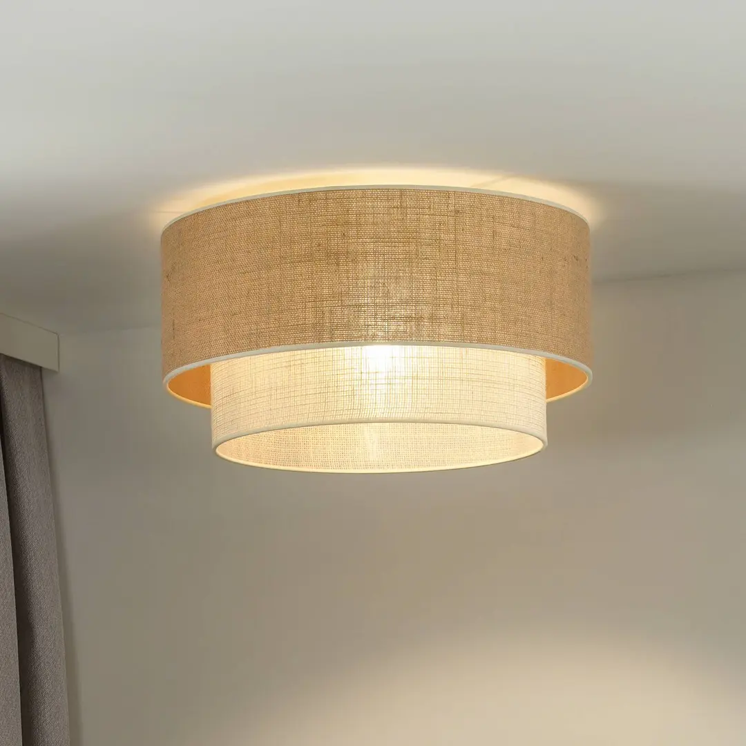 Duolla Deckenleuchte Boho, braun/beige, Ø 45 cm, Textil