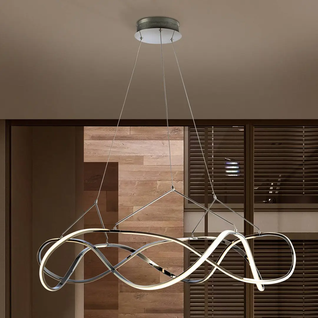 Schuller Valencia LED-Hängeleuchte Molly, Triac-dimmbar, Ø 100 cm, chrom