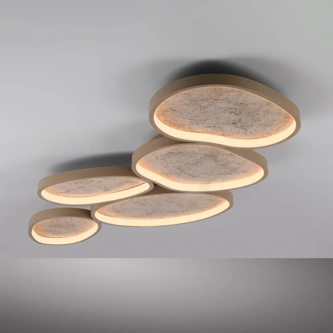 JUST LIGHT. GmbH LED-Deckenleuchte Moonbraker 5, sandbeige, 3.000K, dimmbar