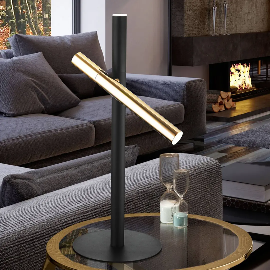 Schuller Valencia LED-Tischleuchte Varas, schwarz/gold, zweiflammig