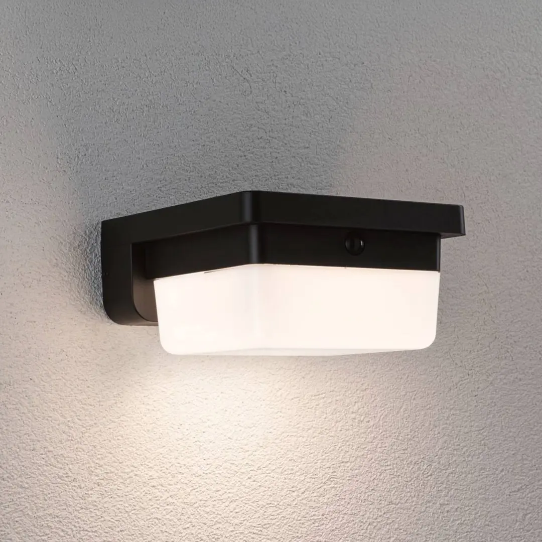 Paulmann LED-Wandlampe Isleen, 230V + Solar, schwarz 16 cm