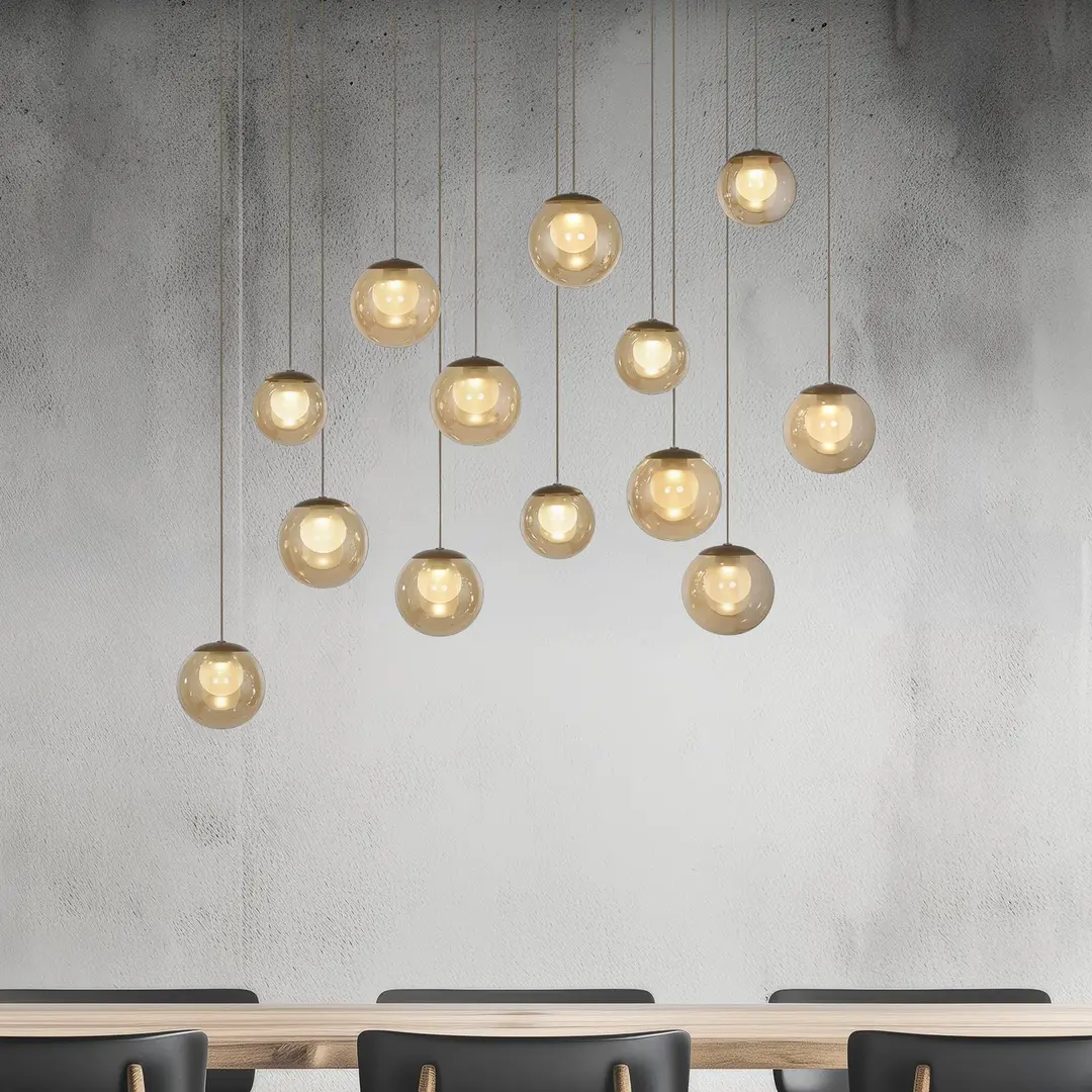 Pure LED-Hängelampe PURE Popup, bronze/amber, Länge 100 cm 13-fl.