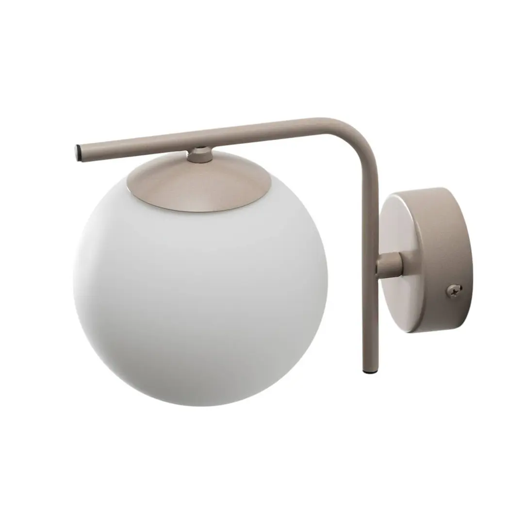 Domiluce Wandleuchte Aurora, beige, Glas, 17 cm hoch, Kugel, E14