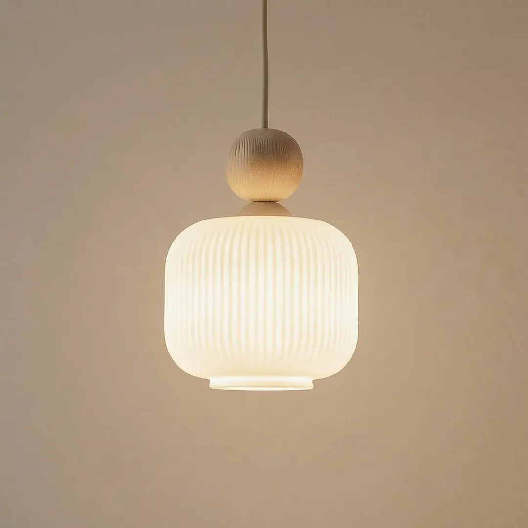 TK Lighting Pendelleuchte Ballo, 1-flammig, weiß, Glas, Ø 15 cm, E14