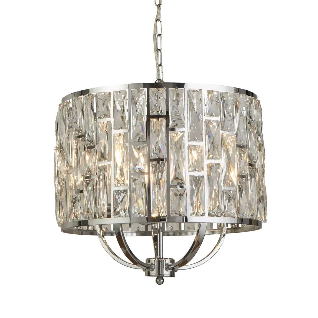 Searchlight Hängeleuchte Bijou mit Kristallglasschirm, Ø 44 cm, chrom
