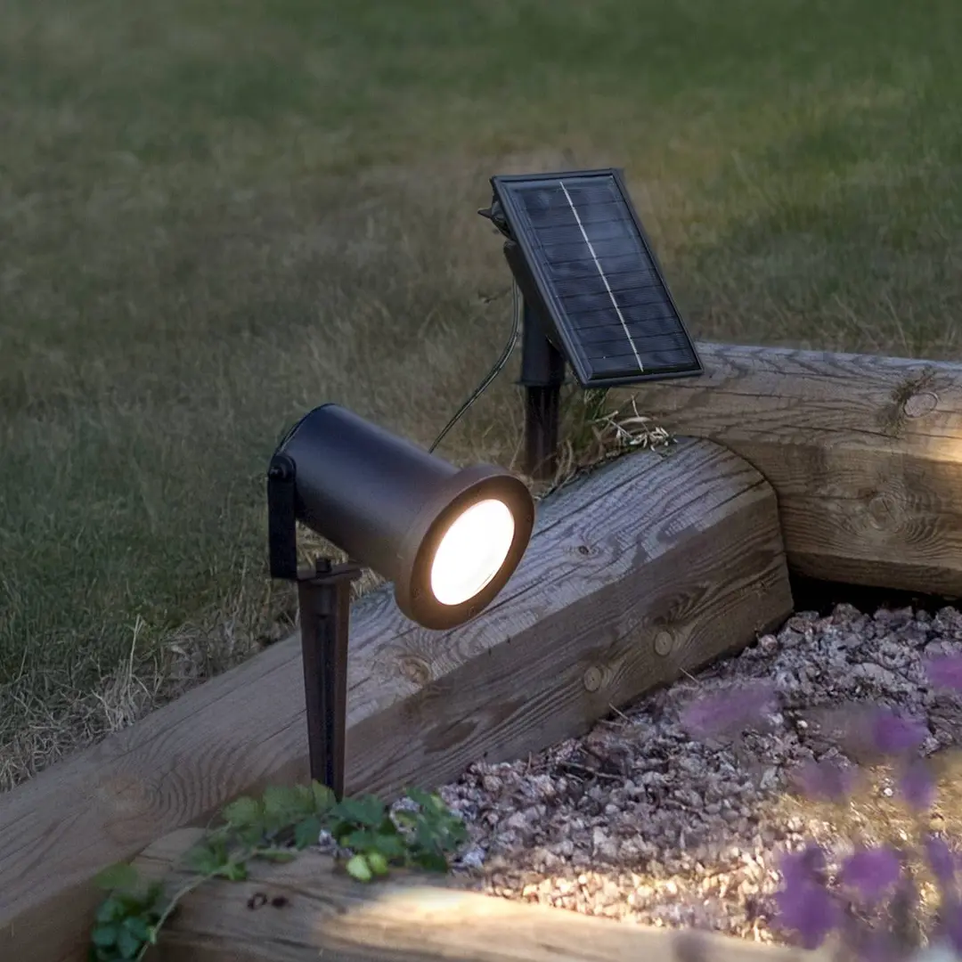 STAR TRADING LED-Solar-Spot Powerspot 10cm 3000K, 50lm, schwarz, Erdspieß