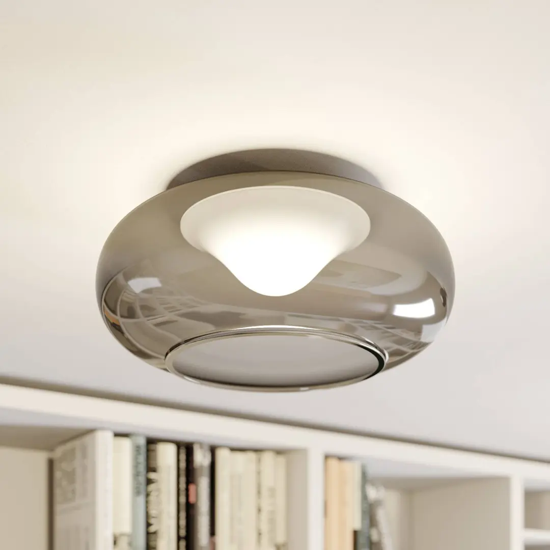 Lucande LED-Deckenlampe Mijo, Ø 43 cm, rauchgrau, Glas