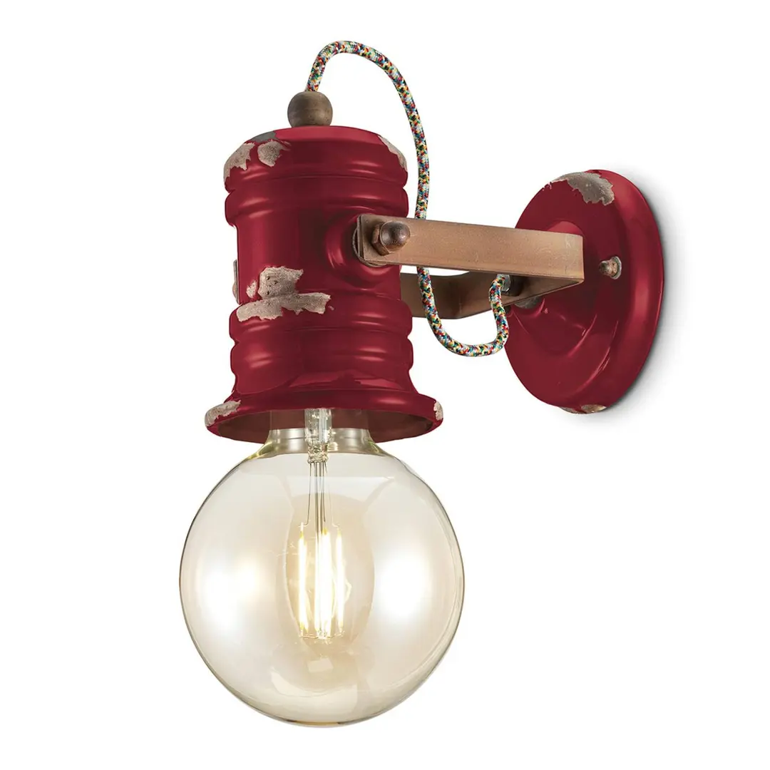 Ferroluce Wandleuchte C1843 im Vintage-Design weinrot
