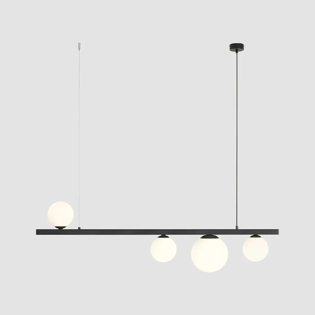 ALDEX Hängeleuchte Garda 4, Balken, Metall, Glas, schwarz, 4-fl.