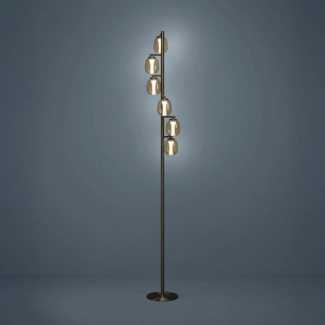 Stars of Light LED-Stehlampe FERRO bronze/braun 156 cm 6flg.
