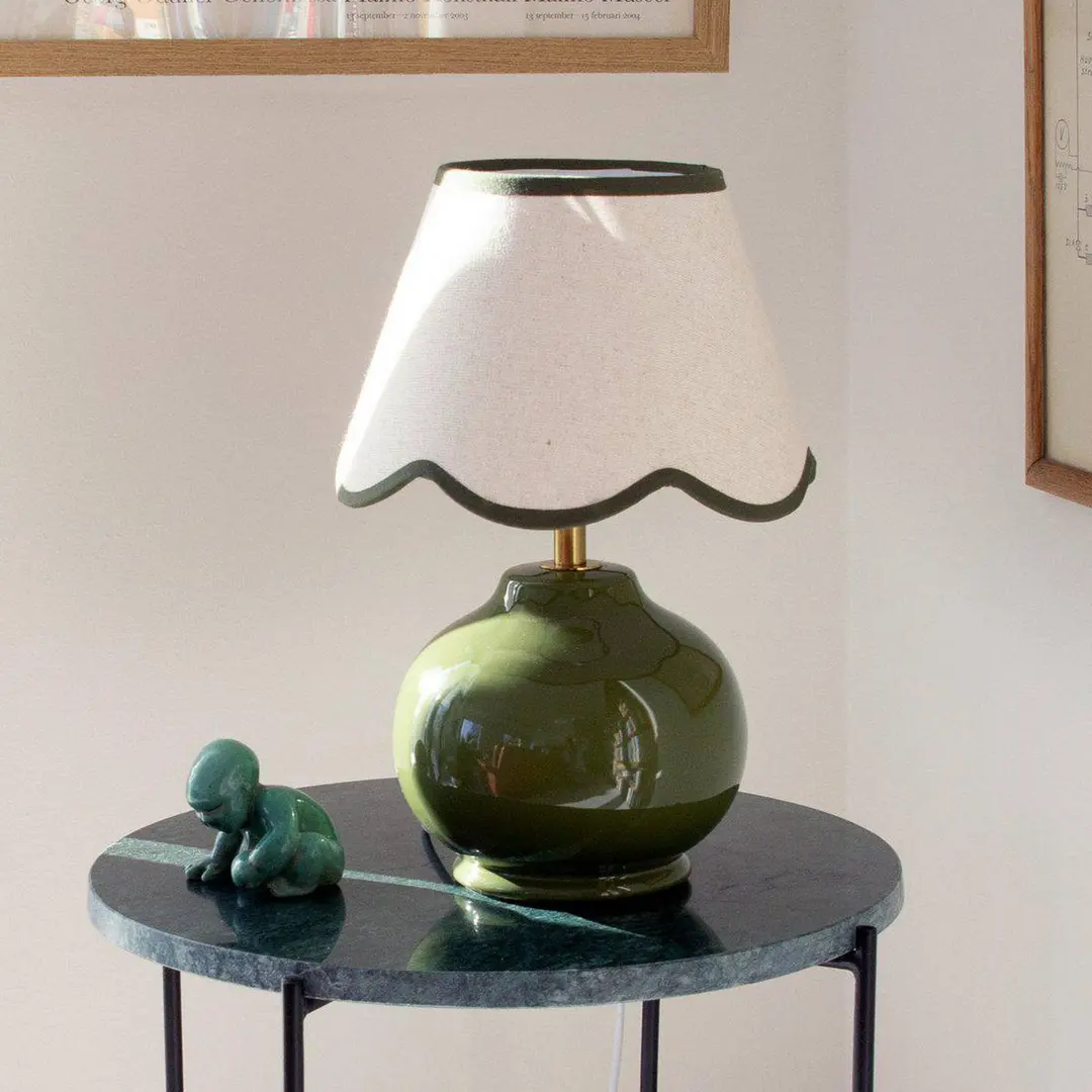 PR Home Tischlampe Nell, moosgrün, Keramik, 34 cm hoch, E27