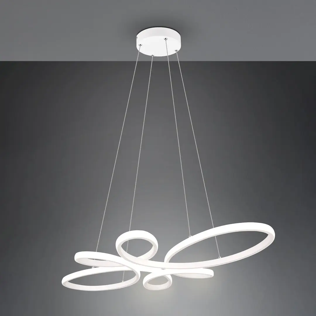 Trio Lighting LED-Pendelleuchte Fly, weiß matt, 4.000 K, 83 cm x 45 cm