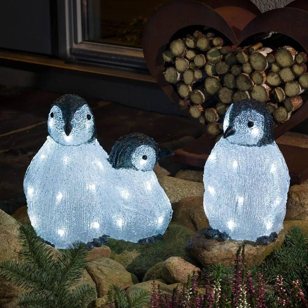Konstsmide Christmas LED-Acryl-Leuchtfiguren Pinguinfamilie 3er